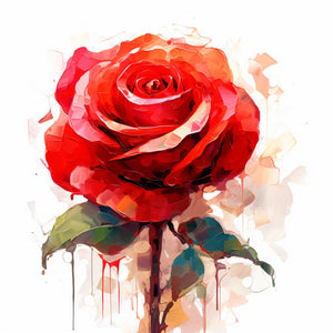 4K Red Rose Clipart in Impressionistic Art Style: Vector & SVG