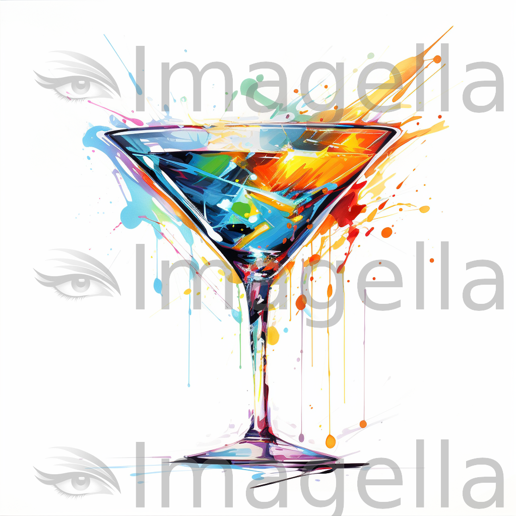 4K Vector Martini Glass Clipart in Oil Painting Style
