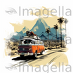 Road Trip Clipart in Chiaroscuro Art Style: 4K Vector Clipart
