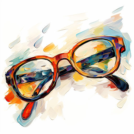 Glasses Graphics in Oil Painting Style: 4K & Vector