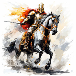 Knight Clipart in Oil Painting Style: 4K & SVG