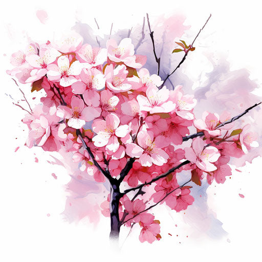 Cherry Blossom Clipart: 4K & Vector in Impressionistic Art Style