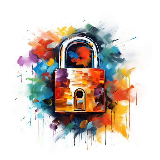 Padlock Clipart in Oil Painting Style: 4K Vector Clipart