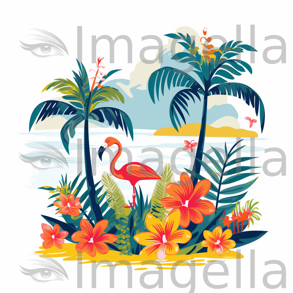 Tropical Clipart in Minimalist Art Style: 4K & SVG