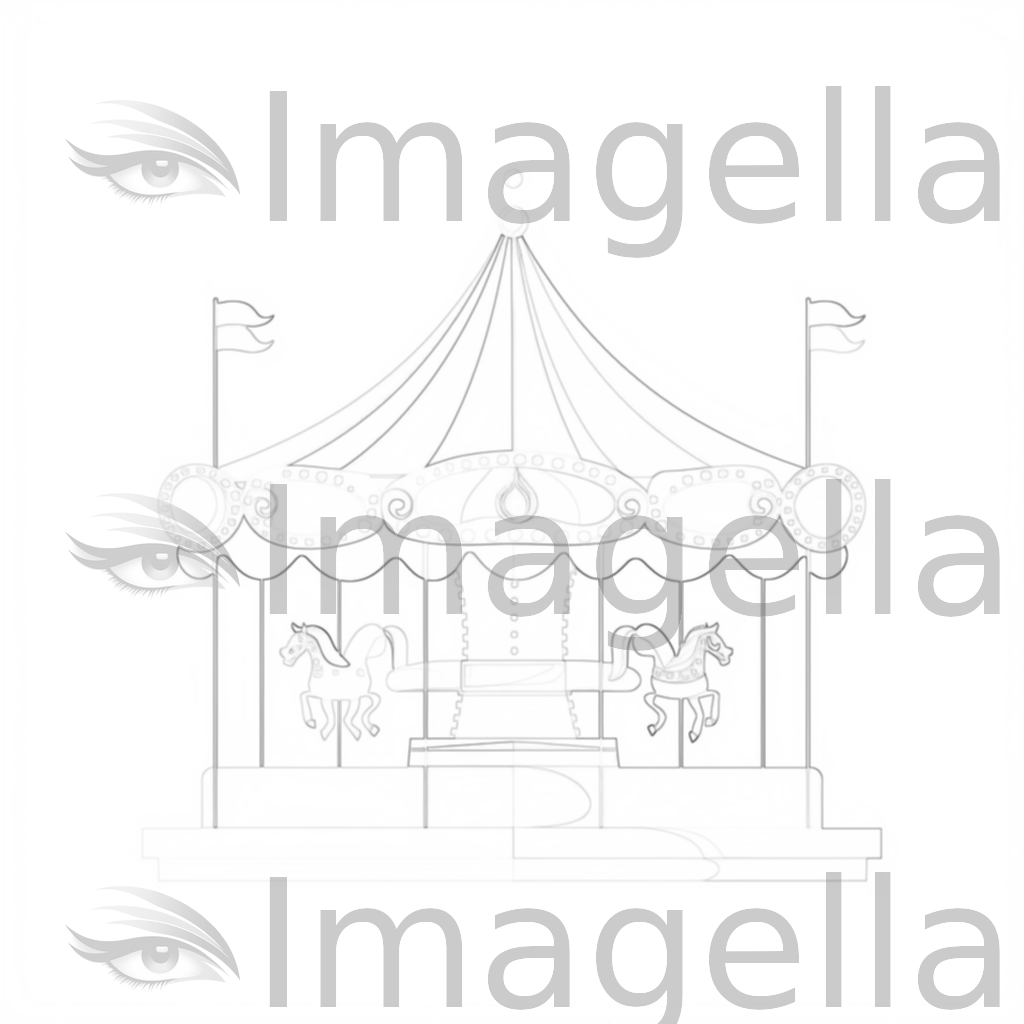 4K Carousel Clipart in Minimalist Art Style: Vector & SVG