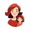 Mother And Daughter Clipart in Minimalist Art Style: 4K & Vector