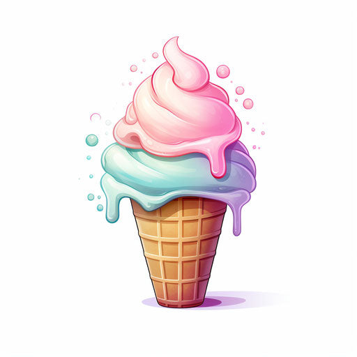Ice Cream Cone Clipart in Pastel Colors Art Style: High-Def Vector & 4K