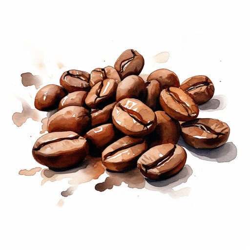 Coffee Bean Clipart in Impressionistic Art Style Artwork: 4K Vector & PNG