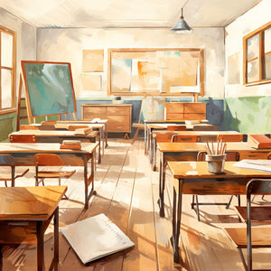 High-Res Classroom Background Clipart in Oil Painting Style Art: 4K & Vector