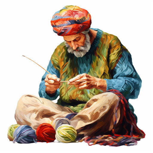 Knitting Clipart in Oil Painting Style: 4K Vector Clipart