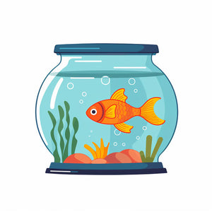 Fish Tank Clipart in Minimalist Art Style: 4K Vector Clipart
