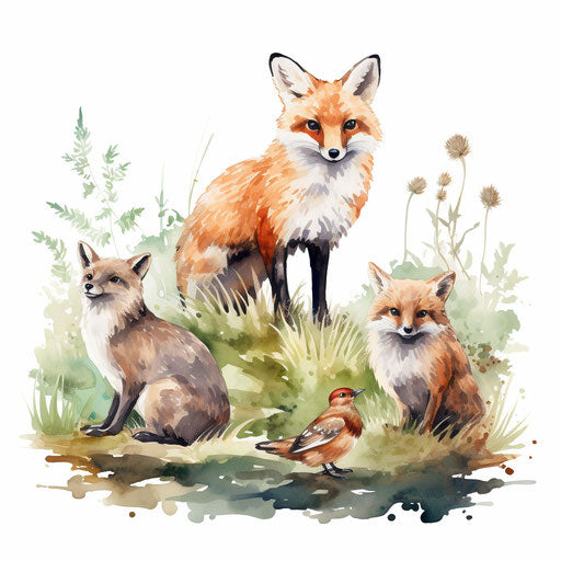 4K & Vector Woodland Animals Clipart in Impressionistic Art Style