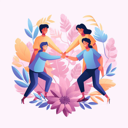 Teamwork Clipart: High-Def Vector in Pastel Colors Art Style & 4K