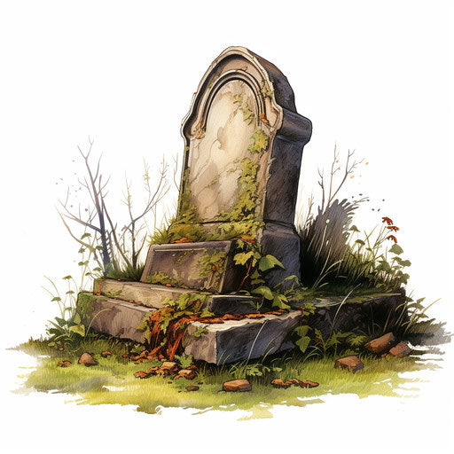 Gravestone Image in Oil Painting Style: Vector Clipart in 4K