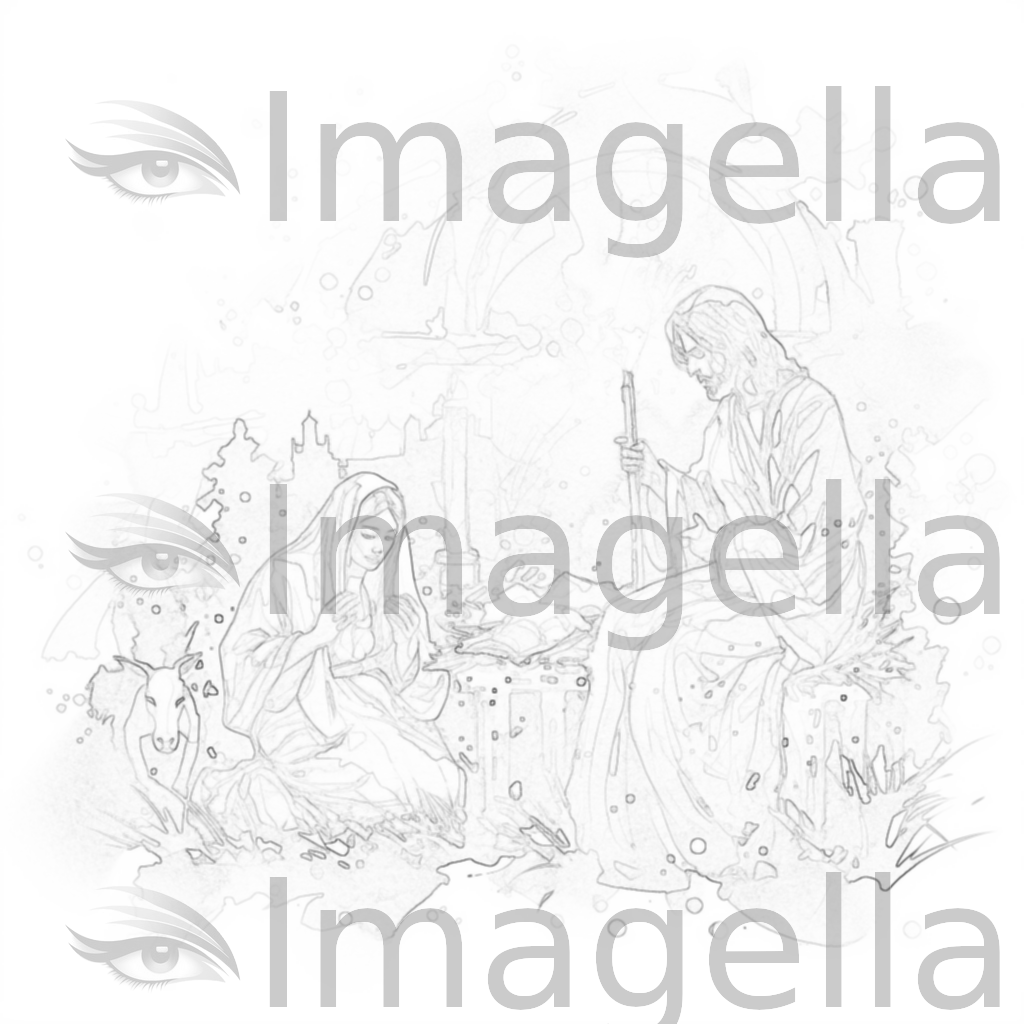 4K Vector Nativity Clipart in Impressionistic Art Style