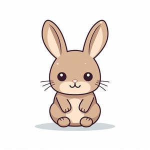 Cute Bunny Clipart in Minimalist Art Style: 4K & Vector
