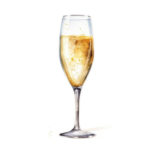 Champagne Glass Clipart in Minimalist Art Style Graphics: High-Res 4K & Vector
