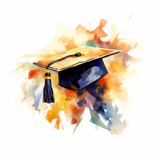 Graduation Hat Clipart in Impressionistic Art Style: 4K Vector Clipart