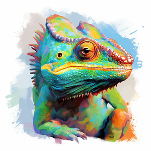 Chameleon Clipart in Impressionistic Art Style: 4K & Vector