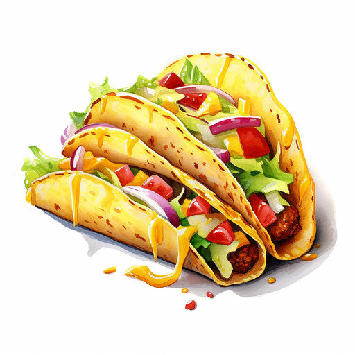 Oil Painting Style Taco Clipart: 4K Vector Art