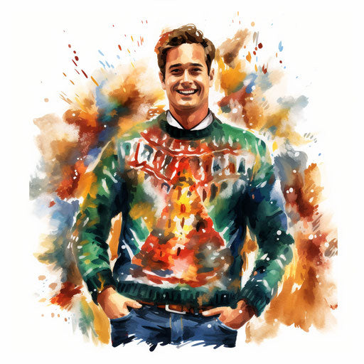 Ugly Christmas Sweater Clipart: 4K & Vector in Impressionistic Art Style