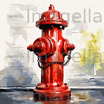 Fire Hydrant Clipart in Oil Painting Style: 4K & Vector