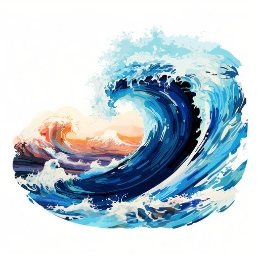 Wave Clipart in Impressionistic Art Style: Vector & 4K