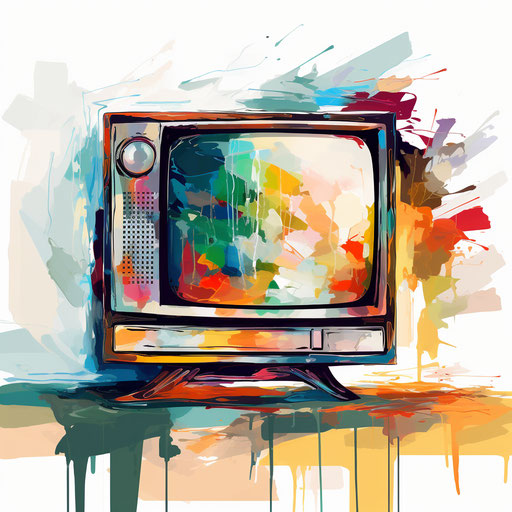 Ultra HD Television Clipart in Impressionistic Art Style Style