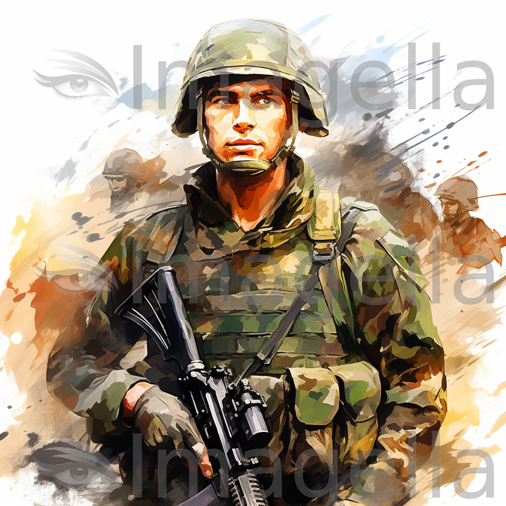4K Vector Army Clipart in Oil Painting Style