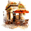 4K Vector Cafe Clipart in Oil Painting Style