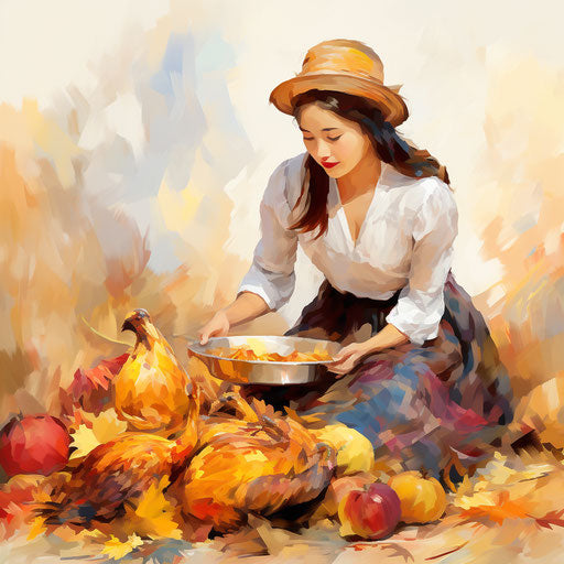 4K Vector Thanksgiving Images Clipart in Impressionistic Art Style