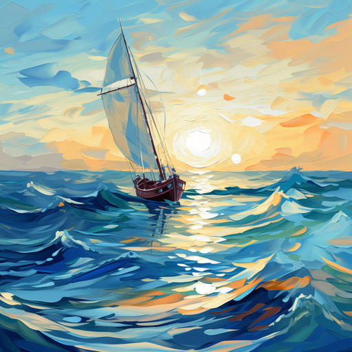 Sea Clipart in Oil Painting Style Illustration: 4K Vector & PNG