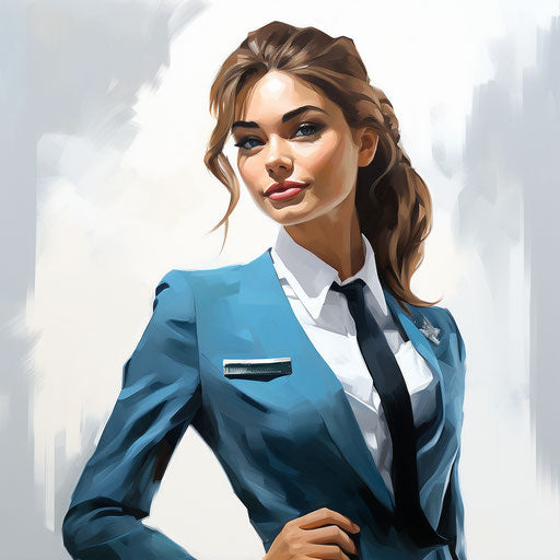 Flight Attendant Clipart in Oil Painting Style: 4K Vector & SVG