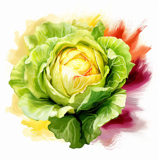 Lettuce Clipart in Impressionistic Art Style: 4K Vector Clipart