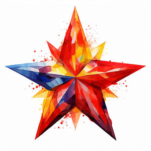 4K Vector Christmas Star Clipart in Oil Painting Style