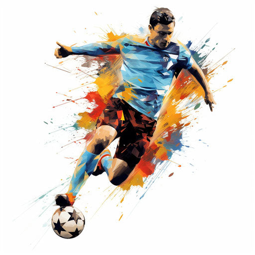 Soccer Player Clipart in Impressionistic Art Style: 4K Vector Clipart