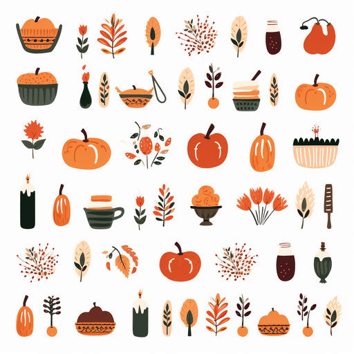4K Vector Thanksgiving Images Clipart in Minimalist Art Style