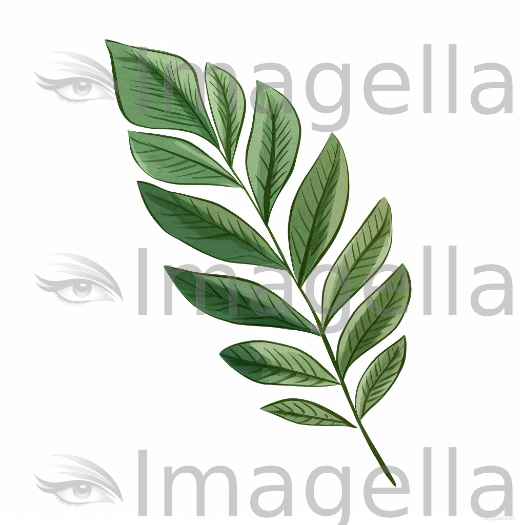 4K Vector Green Leaf Clipart in Minimalist Art Style