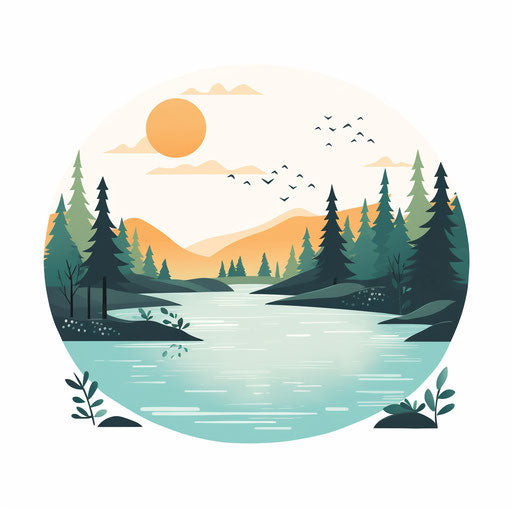 River Clipart: 4K & Vector in Minimalist Art Style