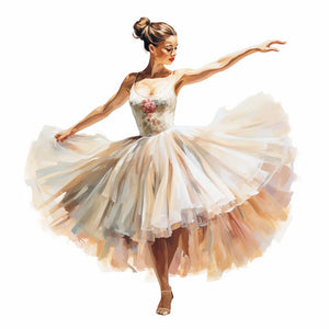 4K Vector Ballerina Clipart in Oil Painting Style