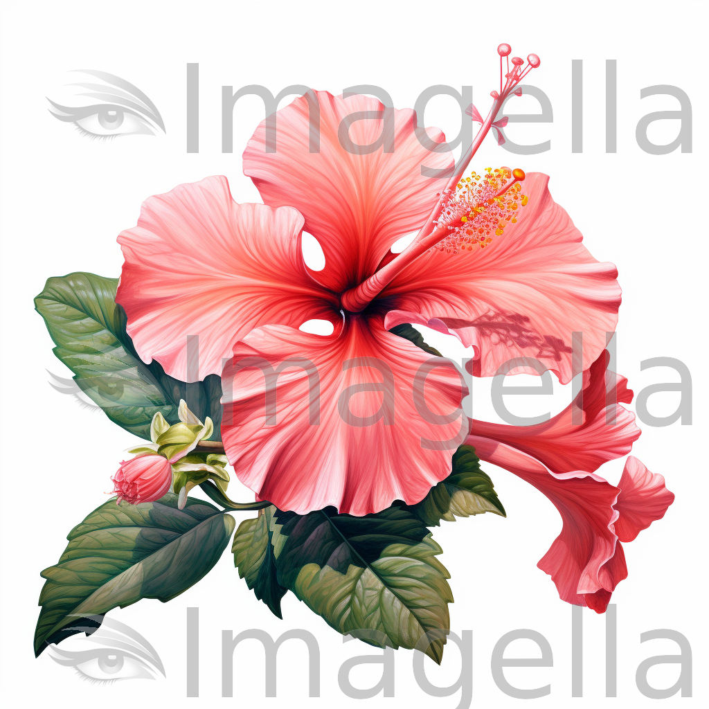 4K Vector Hibiscus Clipart in Oil Painting Style