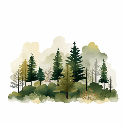 4K Forest Clipart in Minimalist Art Style: Vector & SVG