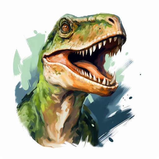 4K Vector Dino Clipart in Oil Painting Style