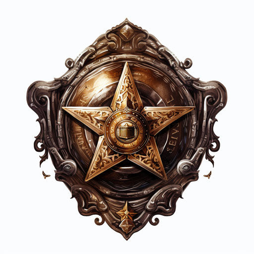 High-Res Sheriff Badge Clipart in Oil Painting Style Art: 4K & Vector