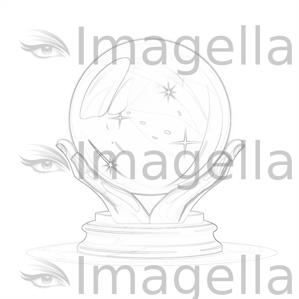 4K Vector Crystal Ball Clipart in Minimalist Art Style