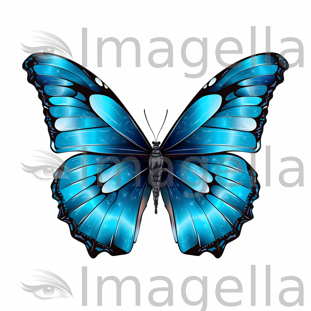 Blue Butterfly Clipart in Chiaroscuro Art Style: Vector & 4K