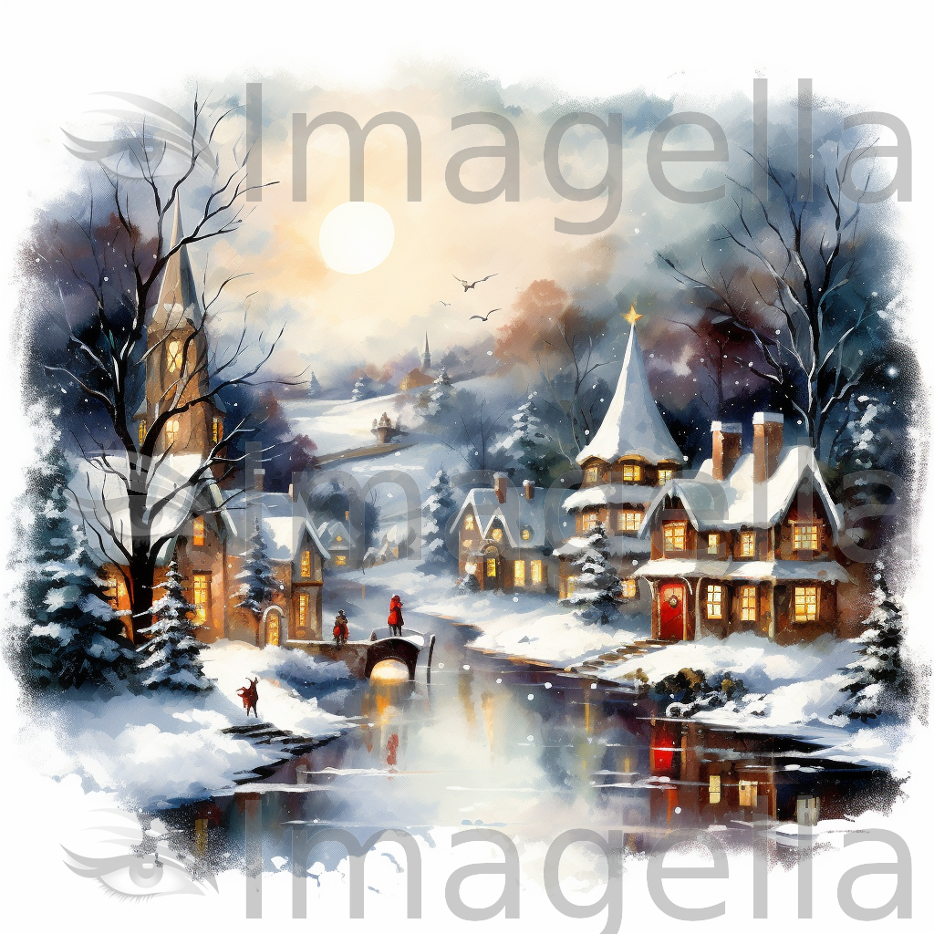 Christmas Eve Clipart in Oil Painting Style: 4K Vector & SVG
