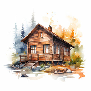 Cabin Clipart in Impressionistic Art Style: 4K Vector & SVG