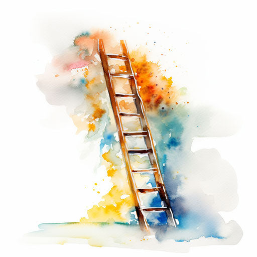 Impressionistic Art Style Ladder Graphics: High-Res 4K & Vector