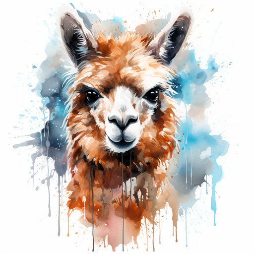 Top-Quality Alpaca Clipart: Oil Painting Style, Vector, 4K